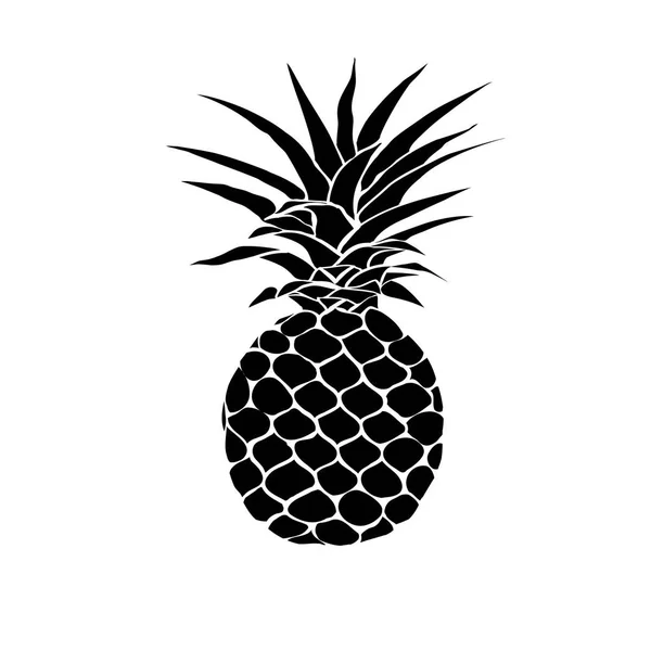 Piña con icono de hoja. Frutos tropicales aislados sobre fondo blanco. Símbolo de comida, dulce, exótica y veraniega, vitamina, saludable. Logo de la naturaleza. Concepto plano. Elemento de diseño Vector ilustración — Foto de Stock