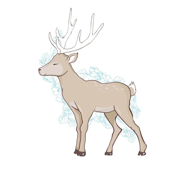 Ilustracja rysunek jelenia design.Cute bambi wektor zwierząt.Merry kartka Boże Narodzenie. — Zdjęcie stockowe