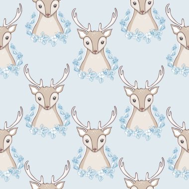 dikişsiz geyik deseni, hayvanlar, illüstrasyon, vektör