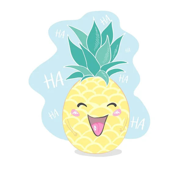 Ananas, tasarımınız için sevimli karakter — Stok Vektör