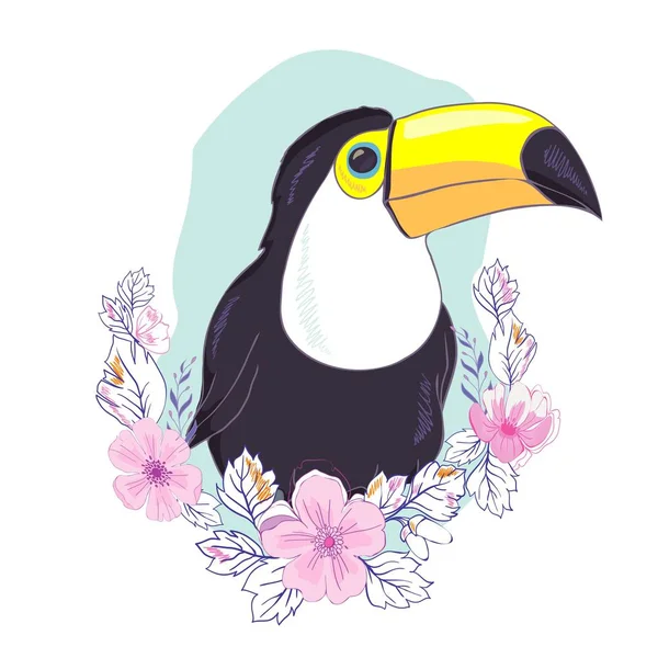 Illustration d'un joli toucan en format vectoriel. Une jolie image d'oiseau toucan pour l'éducation des enfants et le plaisir dans la crèche et les écoles, et à des fins de décoration. Collection d'animaux de la jungle — Image vectorielle