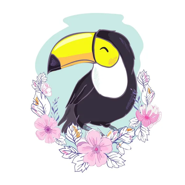 En illustration av en trevlig toucan i vektorformat. En söt Tukan fågel bild för barnens utbildning och kul i förskolor och skolor och dekoration ändamål. Djungel djur samling — Stock vektor