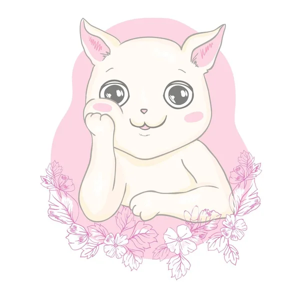 Hand dras vektorillustration av en kawaii roliga unicorn katt med slogan frasen jag cutie. Isolerade objekt på vit bakgrund. Linjeritning. Designkonceptet för barn ut. — Stock vektor