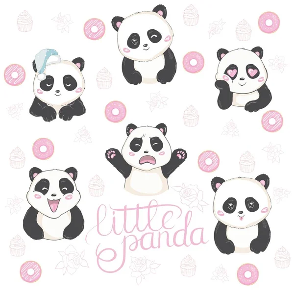 Ilustração vetorial. Emoji Panda . — Vetor de Stock