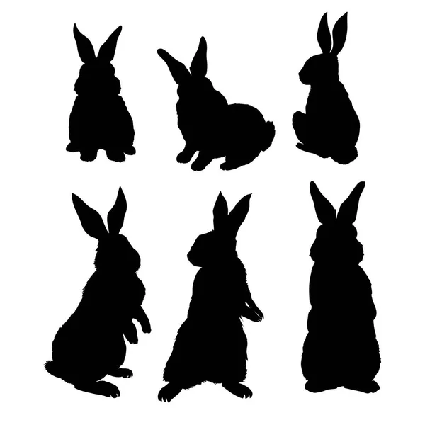 Conejo silueta - ilustración vectorial — Vector de stock