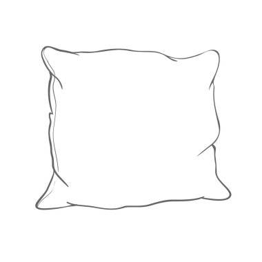 yastık, sanat, yastık izole, beyaz yastık, yatak yastık vektör çizim kroki