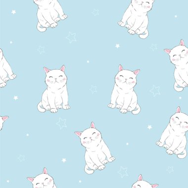 Sevimli kediler evde beslenen hayvan sorunsuz simgeler, desen ve arka plan