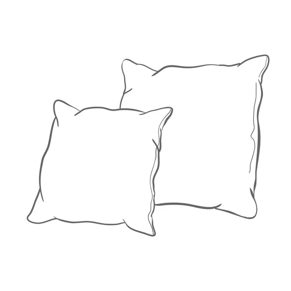 Sketch vector illustration of pillow, art, pillow isolated, white pillow, bed pillow — Stock Vector