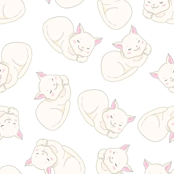 Roztomilé kočky Pet bezproblémové ikony, vzor a pozadí — Stockový vektor