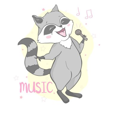 Kalp elinde tutan sevimli rakun ile Vektör illüstrasyon. Sevgililer Günü için tebrik kartları için mükemmel.