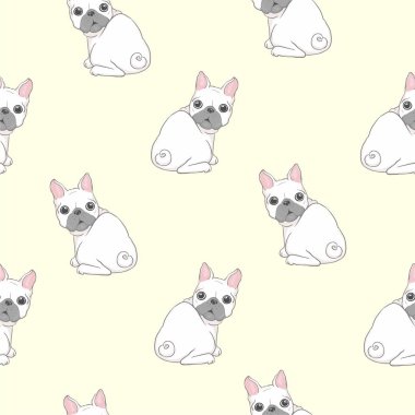 Köpek seamless modeli Fransız buldozer pençe vektör tekrar arka plan kiremit karikatür izole siyah duvar kağıdı