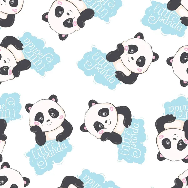 Dibujos animados sin costura patrón de panda — Vector de stock