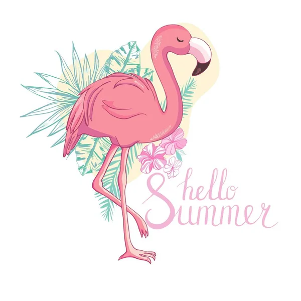 Flamingo desenho ilustração pássaro no fundo —  Vetores de Stock