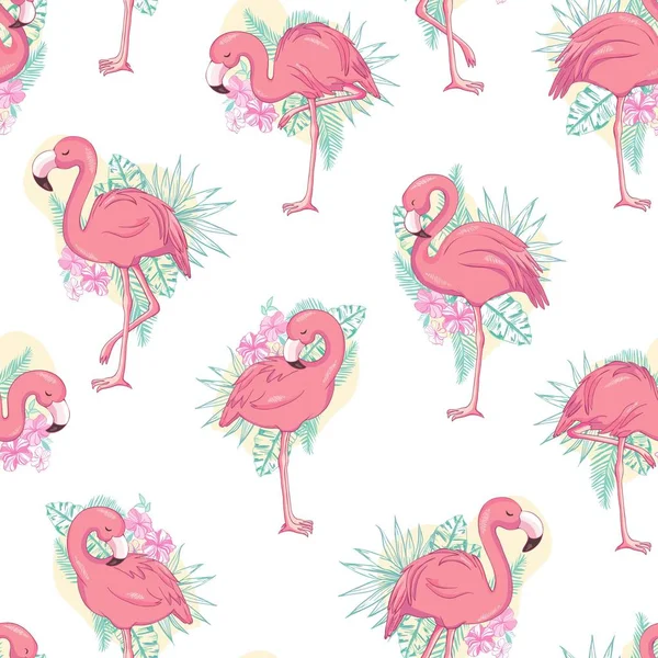 Vector seamless pattern with flamingos — Stock Vector