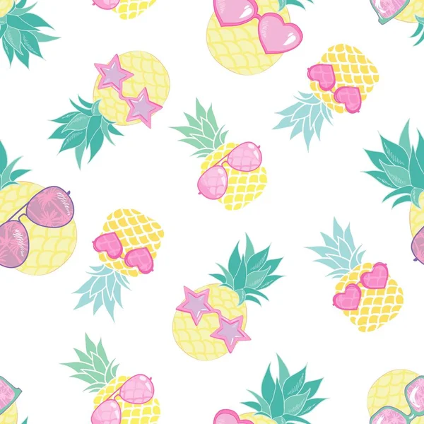 Naadloze ananas patroon vectorillustratie — Stockvector