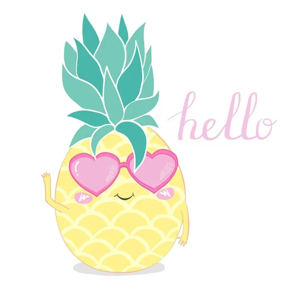 Ananas, personaggio carino per il tuo design — Vettoriale Stock