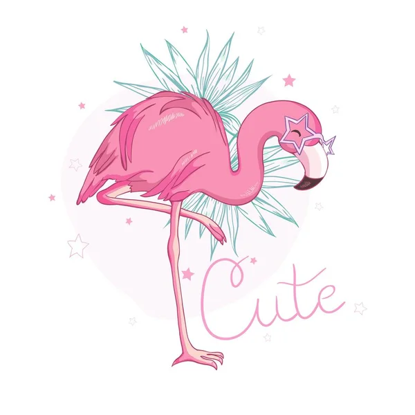 Flamingo desenho ilustração pássaro no fundo —  Vetores de Stock