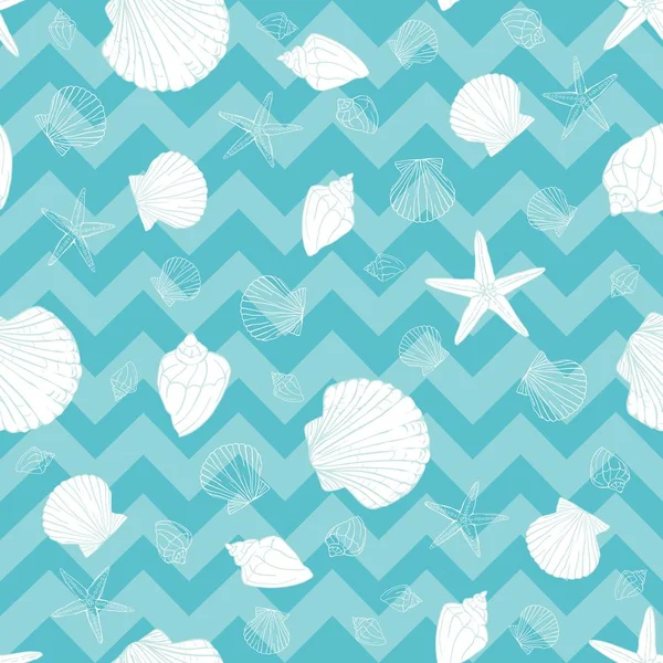 Seashell seamless pattern. Scallop vector background. — Stock Vector