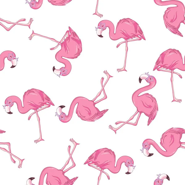 Vector seamless pattern with flamingos — Stock Vector