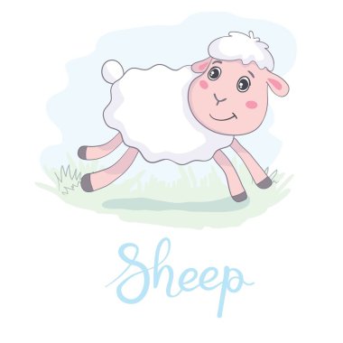 Düz stil şirin koyun.