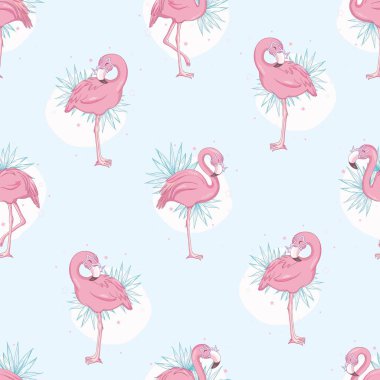 Vektör flamingolar ile seamless modeli