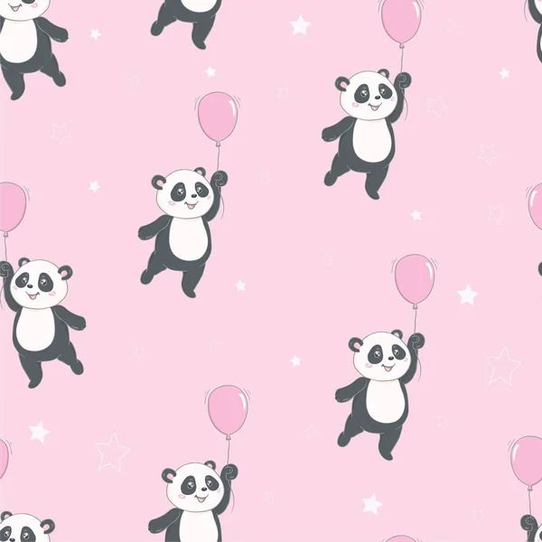 Desenhos animados sem costura padrão Panda — Vetor de Stock