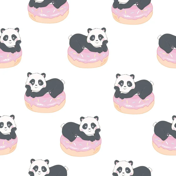 Cartoon Seamless Panda Pattern — Stock Vector