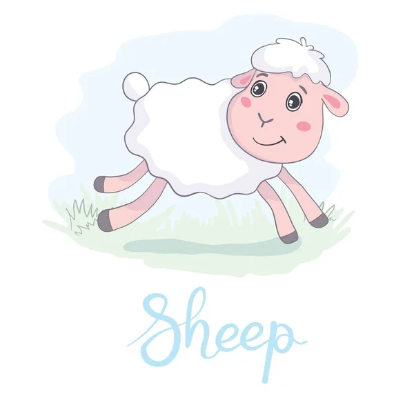 可爱的羊在扁平的样式. — 图库矢量图片