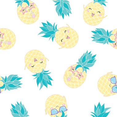 Sevimli ananas ve karpuz desenli kusursuz desen