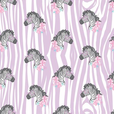 Şirin el çizilen komik zebra Seamless Modeli