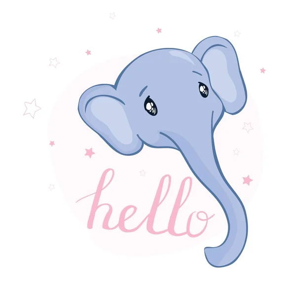 Cartão bonito com bebê elefante —  Vetores de Stock