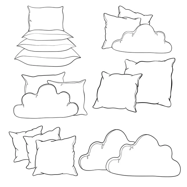Desenho vetorial ilustração de travesseiro, arte, travesseiro isolado, travesseiro branco, travesseiro de cama — Vetor de Stock