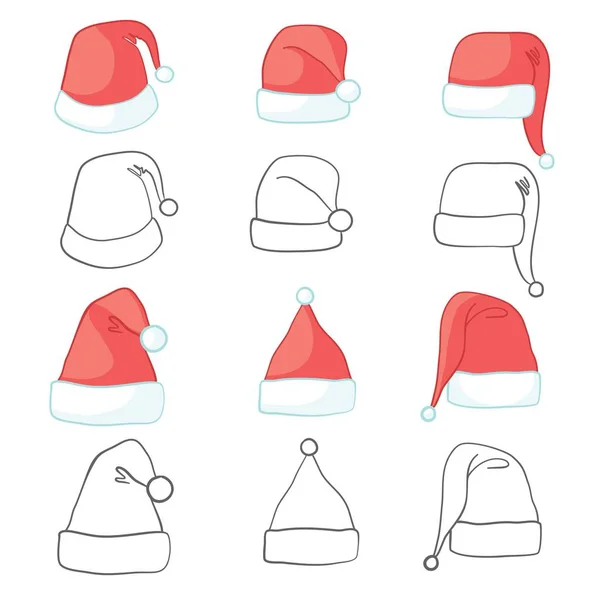 Kolekcja kapeluszy Santa — Wektor stockowy