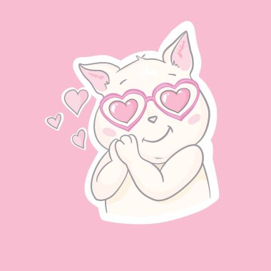 Kalbi ve konuşma baloncuğu olan sevimli bir kedi. Sevgililer günü kartı. Randevu kartını kendine sakla.