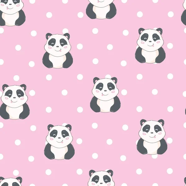 Dibujos animados sin costura patrón de panda — Vector de stock