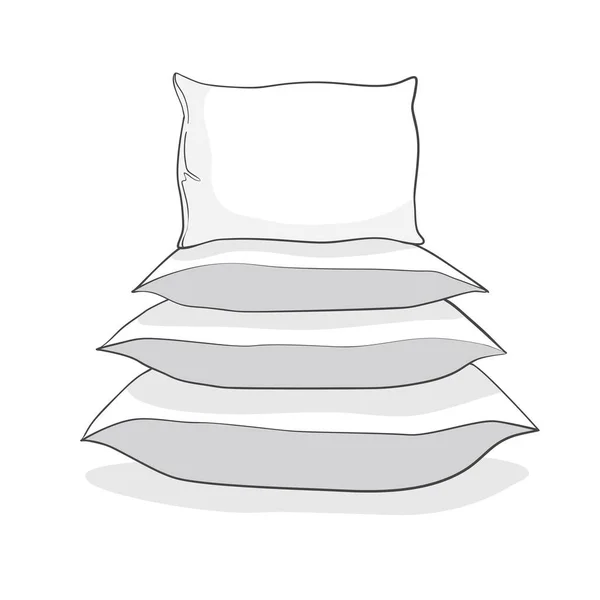 Sketch vector illustration of pillow, art, pillow isolated, white pillow, bed pillow — Stock Vector