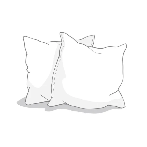 枕、アート、枕の分離、白の枕、ベッドの枕のベクトル図をスケッチします。 — ストックベクタ