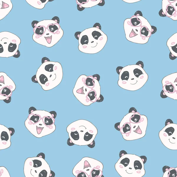 Tecknade Seamless Panda mönster — Stock vektor