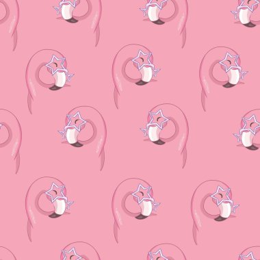 Pembe flamingo ile Seamless modeli. Vektör çizim