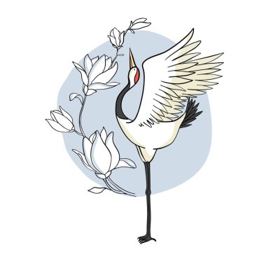 Crane, illüstrasyon, kuş uçuş tasarım öğesinde vektör