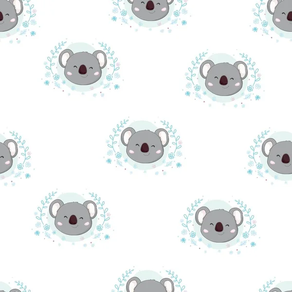 Seamless Cute Cartoon Koala Pattern Vector — Stock Vector