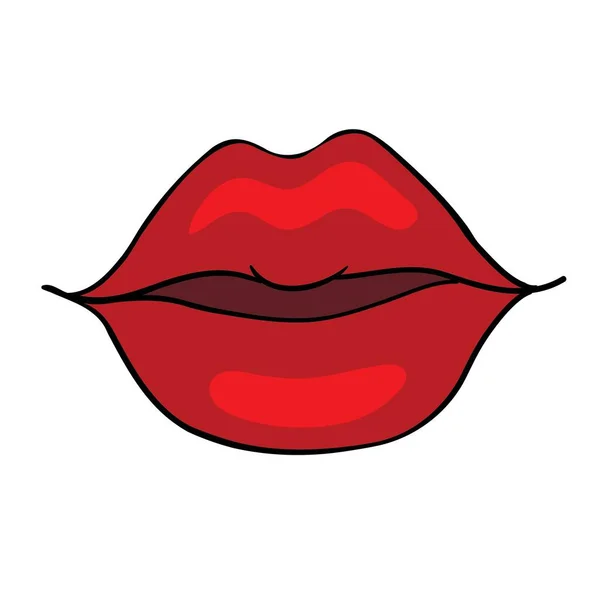 Female Lips Badge Glossy Lips Icon White Background Vector Illustration — Stock Vector