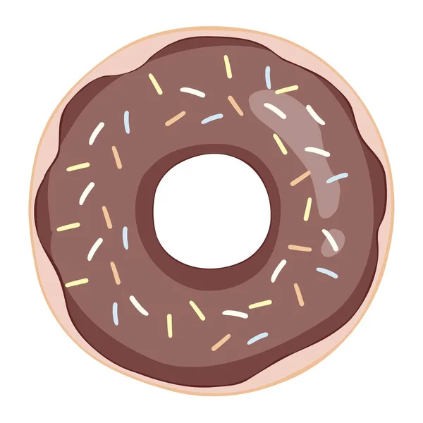 Schokolade Glasierte Donut Draufsicht Für Kuchen Café Dekoration Oder Menü — Stockvektor