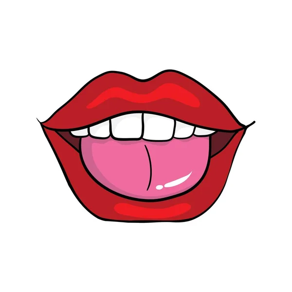 Vrouwelijke Lippen Badge Glanzende Lippen Icoon Witte Achtergrond Vector Illustratie — Stockvector