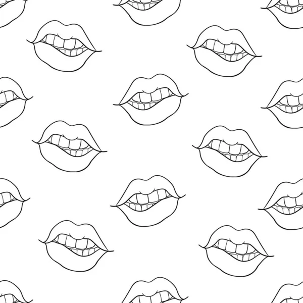 Mouth Pop Art Vector Seamless Pattern Lips Illustration — Stock Vector