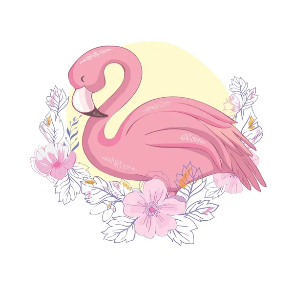 Güneş Gözlüklü Sevimli Flamingo Vektör Çizimi Yaz Baskısı Tasarımı — Stok Vektör
