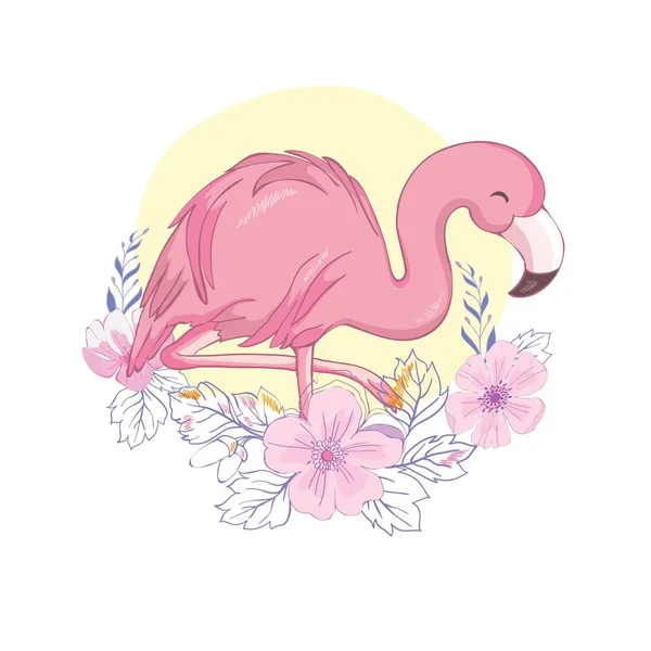 Söt Flamingo Med Solglasögon Vektor Illustration Sommar Print Design — Stock vektor