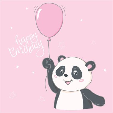 Mutlu yıllar şirin panda, çıkartma.