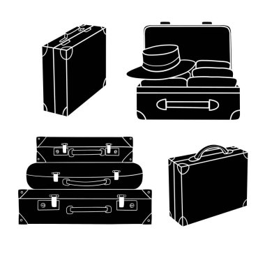 Beyaz üzerine çizilmiş farklı valizler.