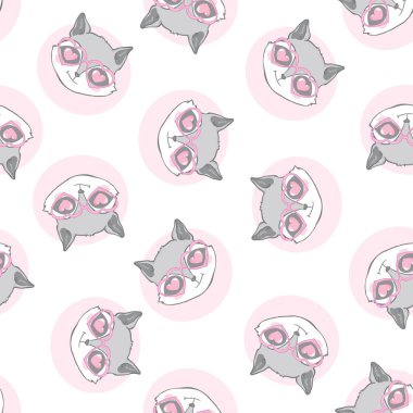 Şirin ve güzel rakunları olan kusursuz bir geçmişi var. Çizgi film karakteri ile sevimli bir arkaplan. Çocuklar için hayvanlarla tekrar eden doku. Kartpostal, poster, doku, kumaş.